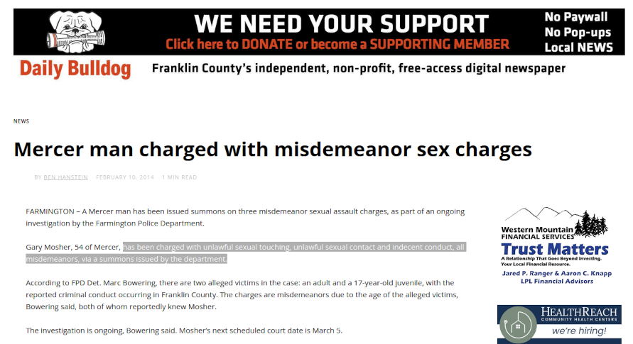 Gary Mosher Sex Charges
